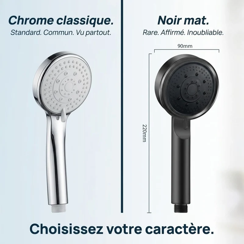 Pommeau de douche noir 5 modes