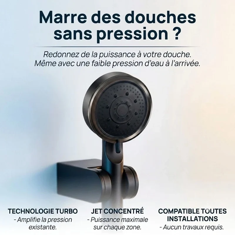 Pommeau de douche noir 5 modes