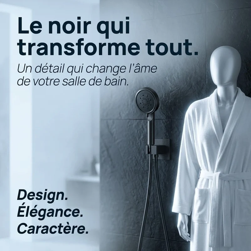 Pommeau de douche noir 5 modes
