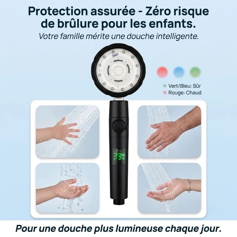 Pommeau de douche à led thermosensible