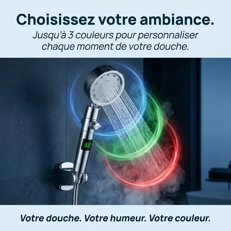 Pommeau de douche à led thermosensible