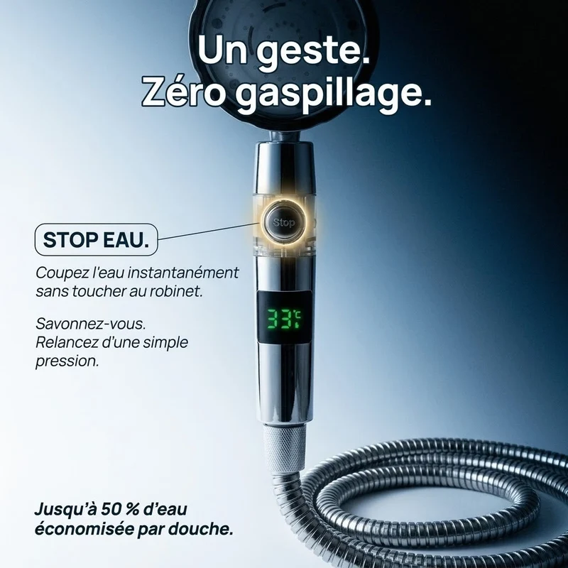 Pommeau de douche à led thermosensible