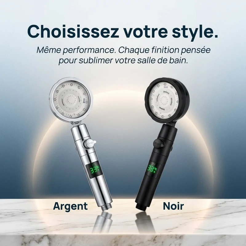 Pommeau de douche à led thermosensible