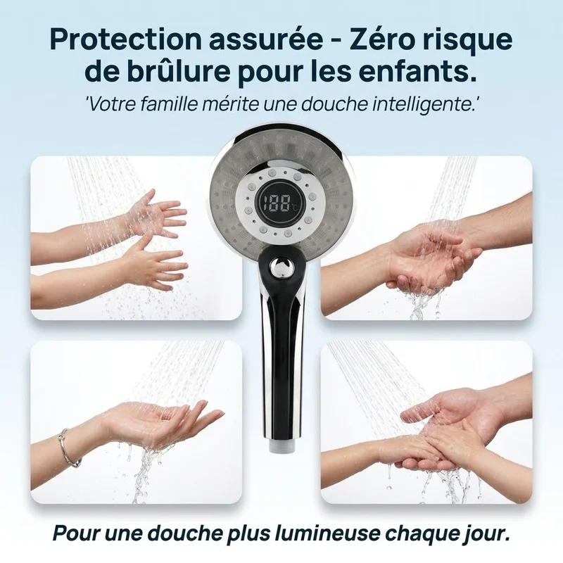 Pommeau de douche à led tricolore