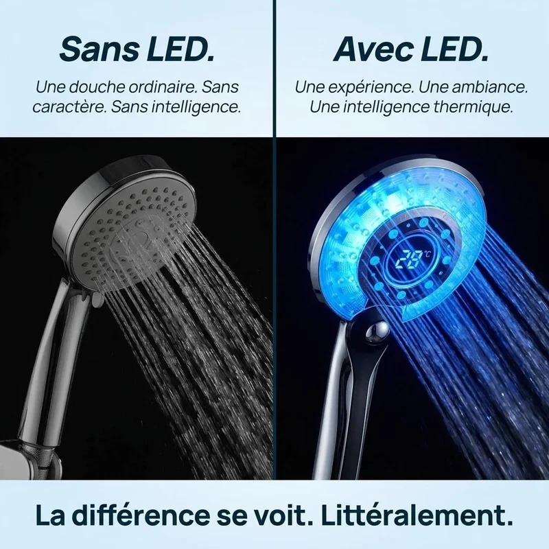Pommeau de douche à led tricolore