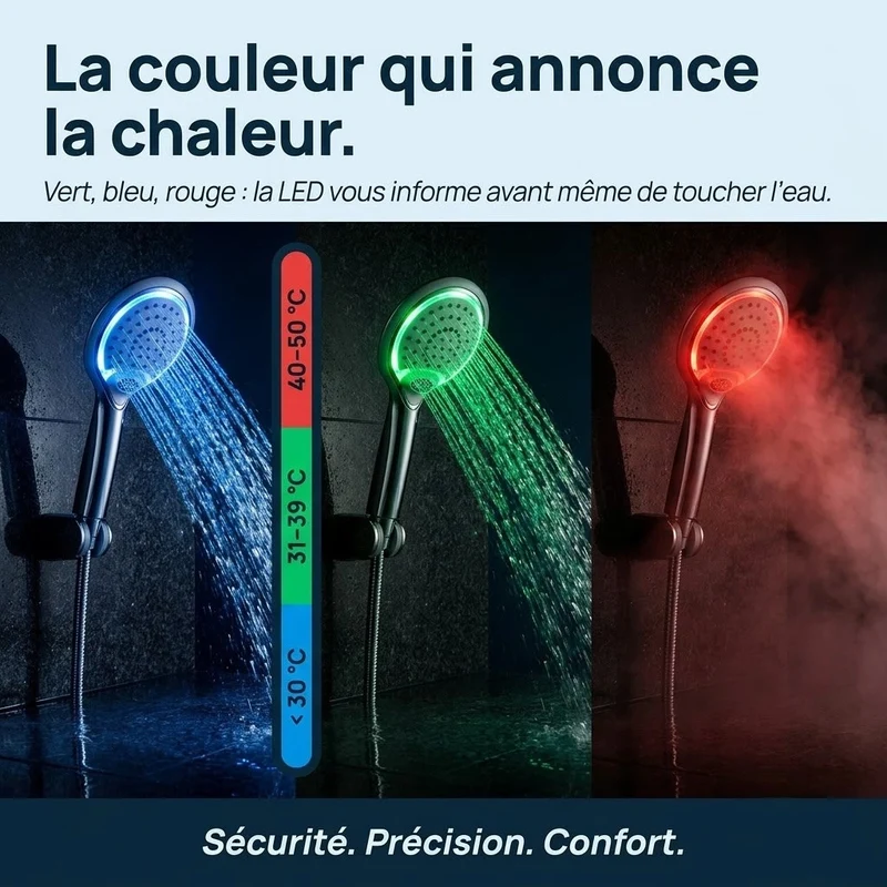 Pommeau de douche à led à affichage numérique
