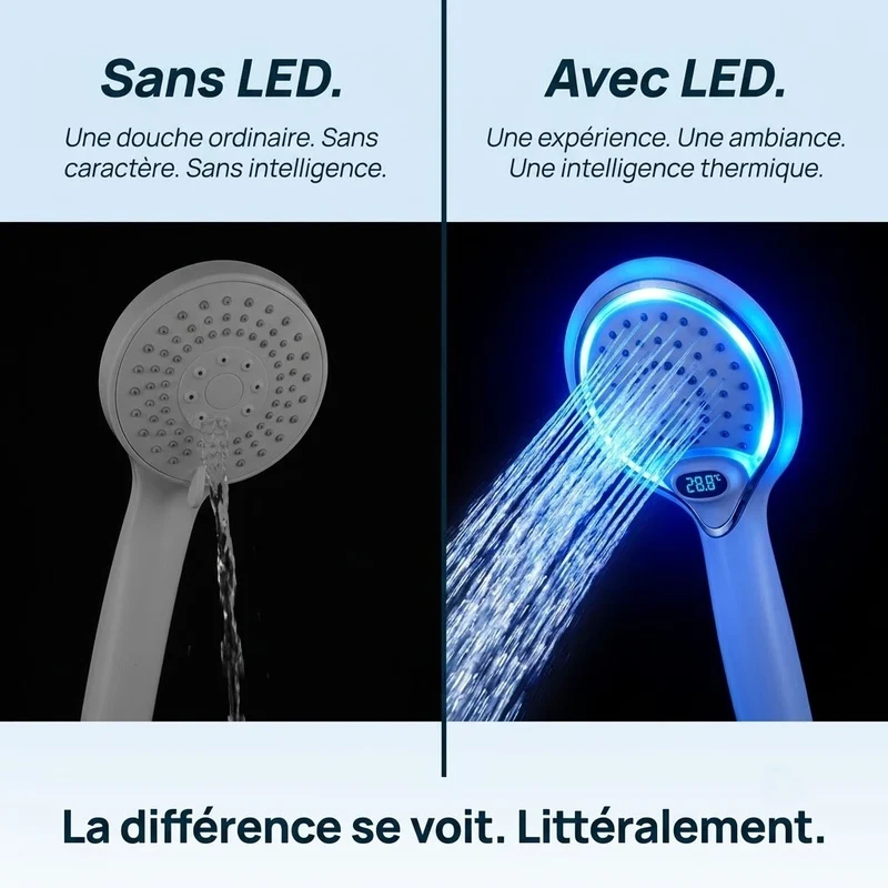 Pommeau de douche à led à affichage numérique