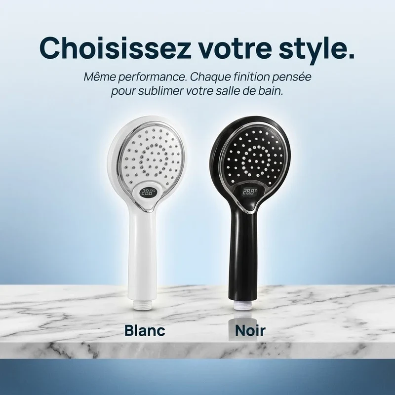 Pommeau de douche à led à affichage numérique