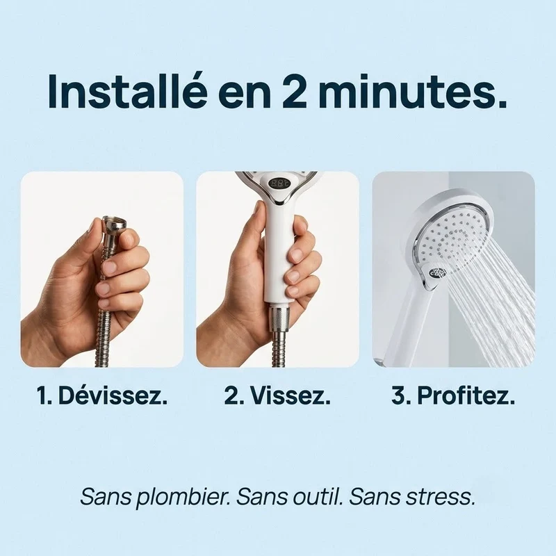 Pommeau de douche à led à affichage numérique