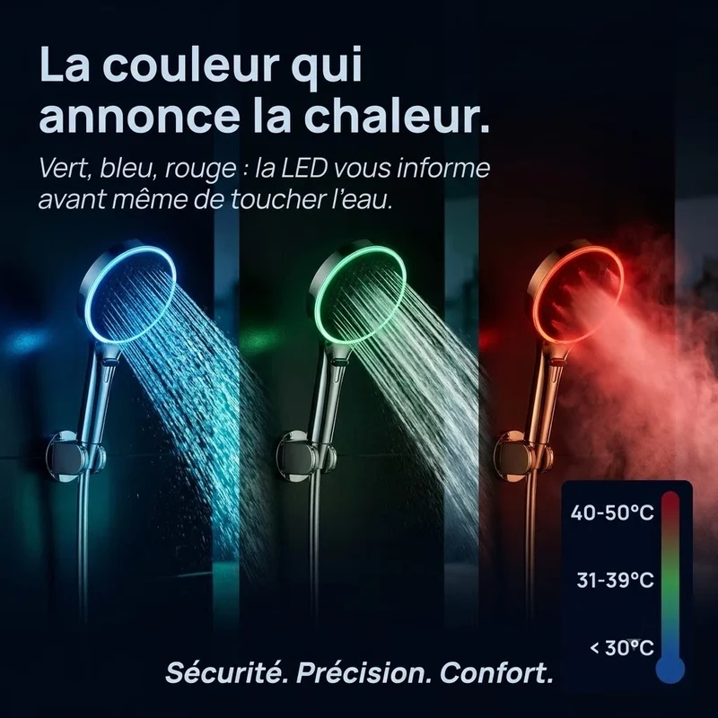 Pommeau de douche lumière ambiante led
