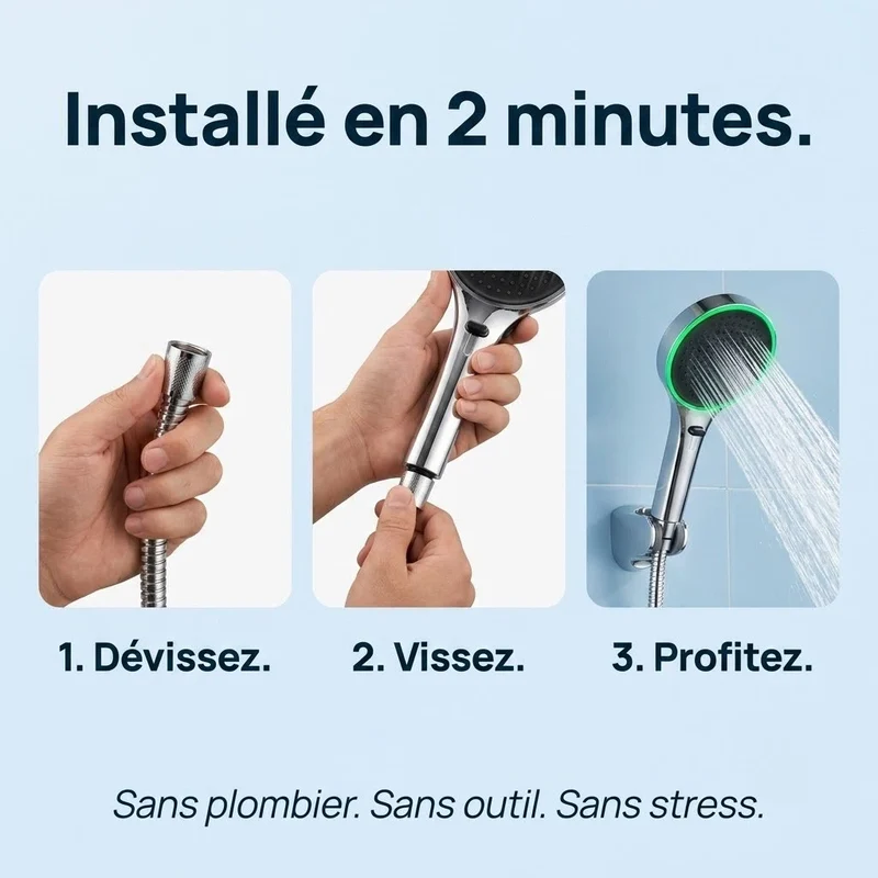 Pommeau de douche lumière ambiante led