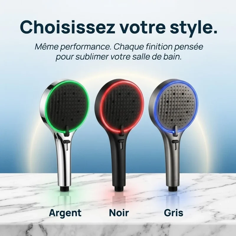 Pommeau de douche lumière ambiante led