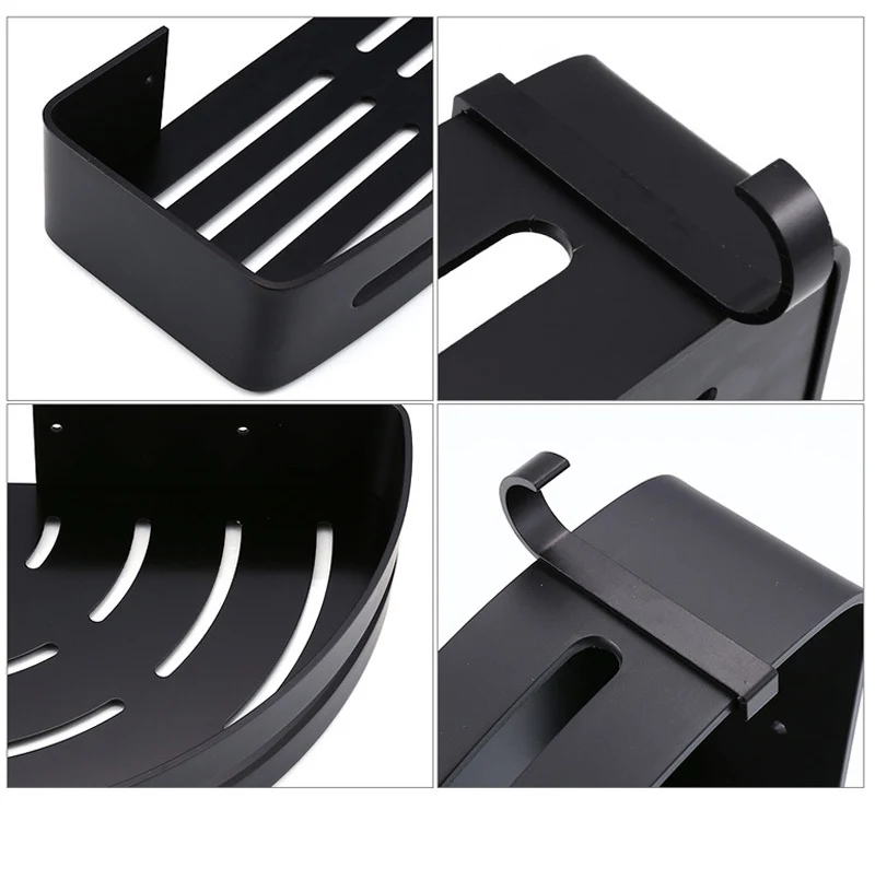 Etagère de douche noire en aluminium