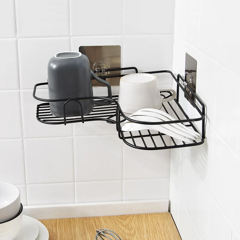 Etagère de douche murale à angle avec grille