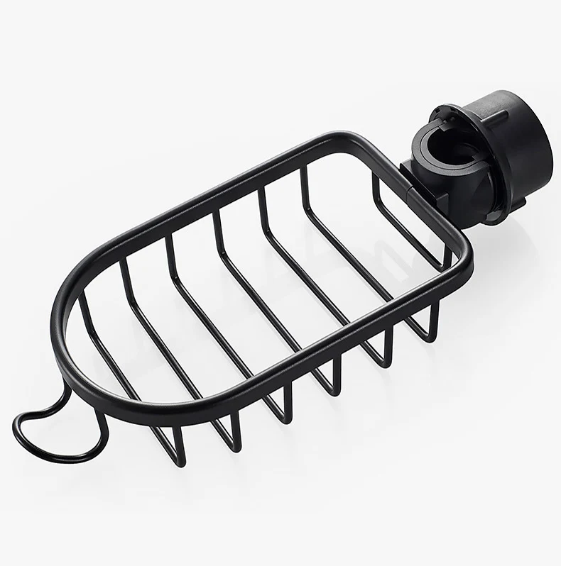 Porte savon pour barre de douche noir
