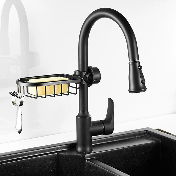 Porte savon pour barre de douche noir