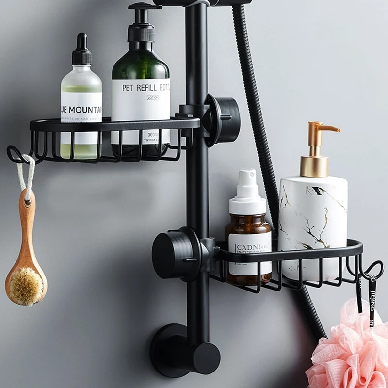 Porte savon pour barre de douche noir