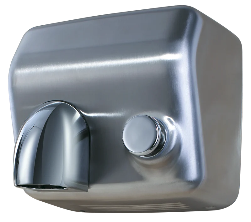 Sèche-mains inox avec poussoir et tuyère