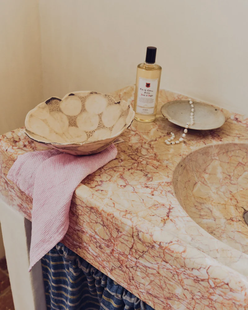 Serviette de bain invité en lin - Rose Granité