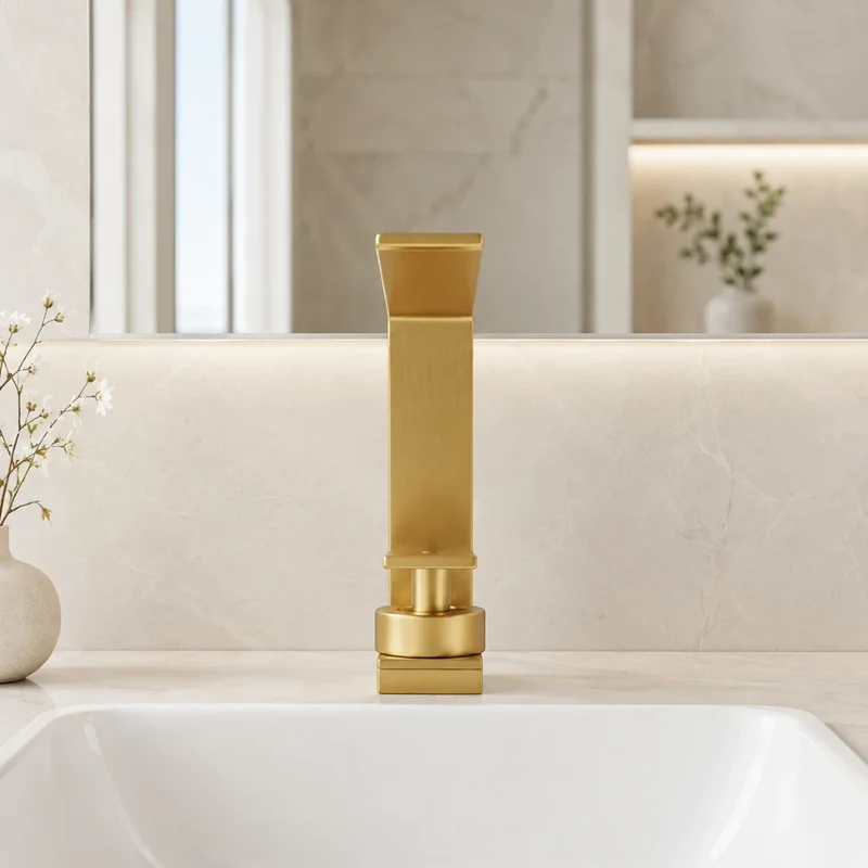 Robinet design lavabo salle de bain cascade - Doré - Laiton