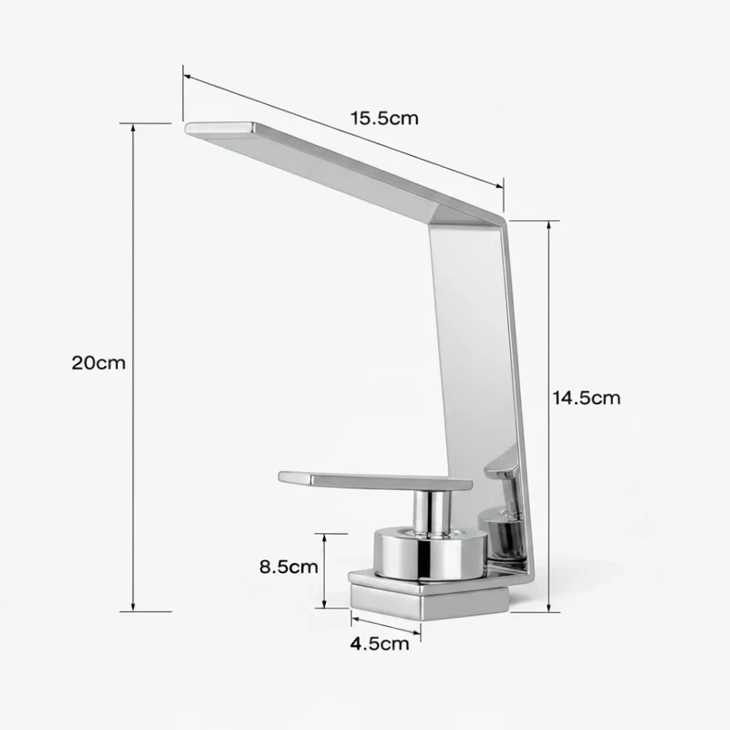 Robinet design lavabo salle de bain cascade - Argenté - Laiton