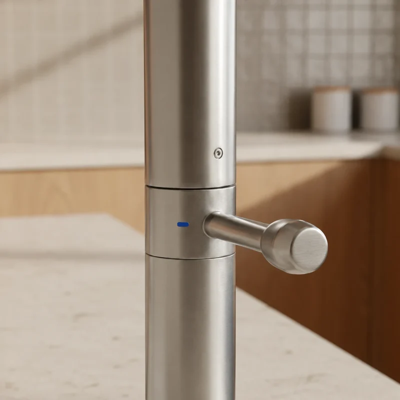 Robinet cuisine évier design fin style bambou - Argenté