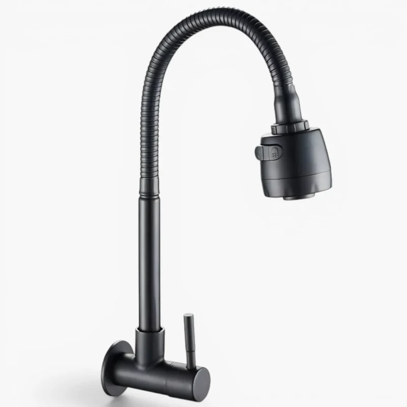 Robinet douchette cuisine évier encastrable - Noir mat