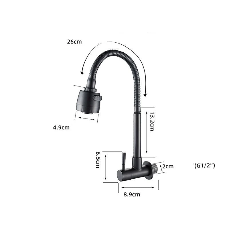 Robinet douchette cuisine évier encastrable - Noir mat