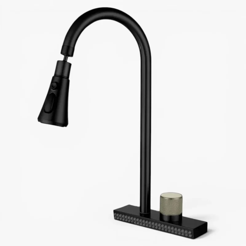 Robinet évier cuisine cascade douchette multijet - Noir