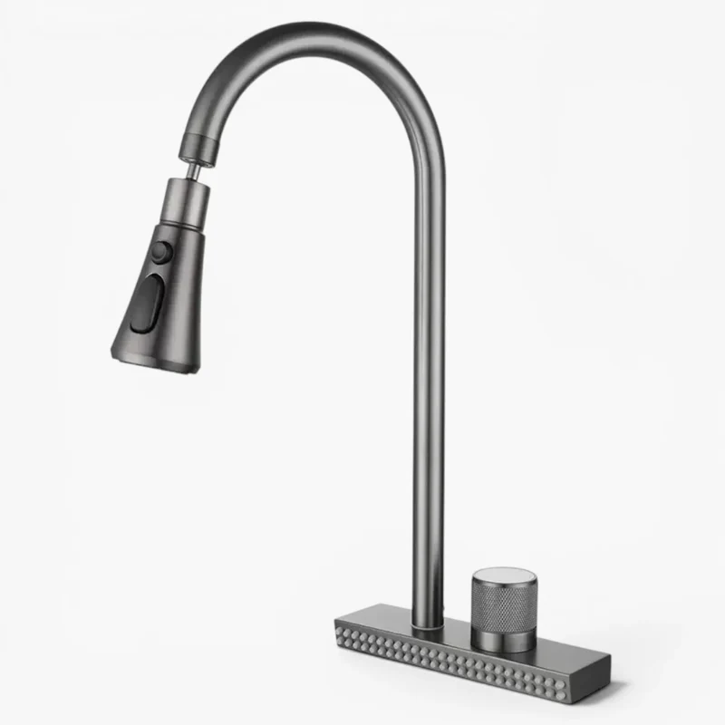 Robinet évier cuisine cascade douchette multijet - Argenté