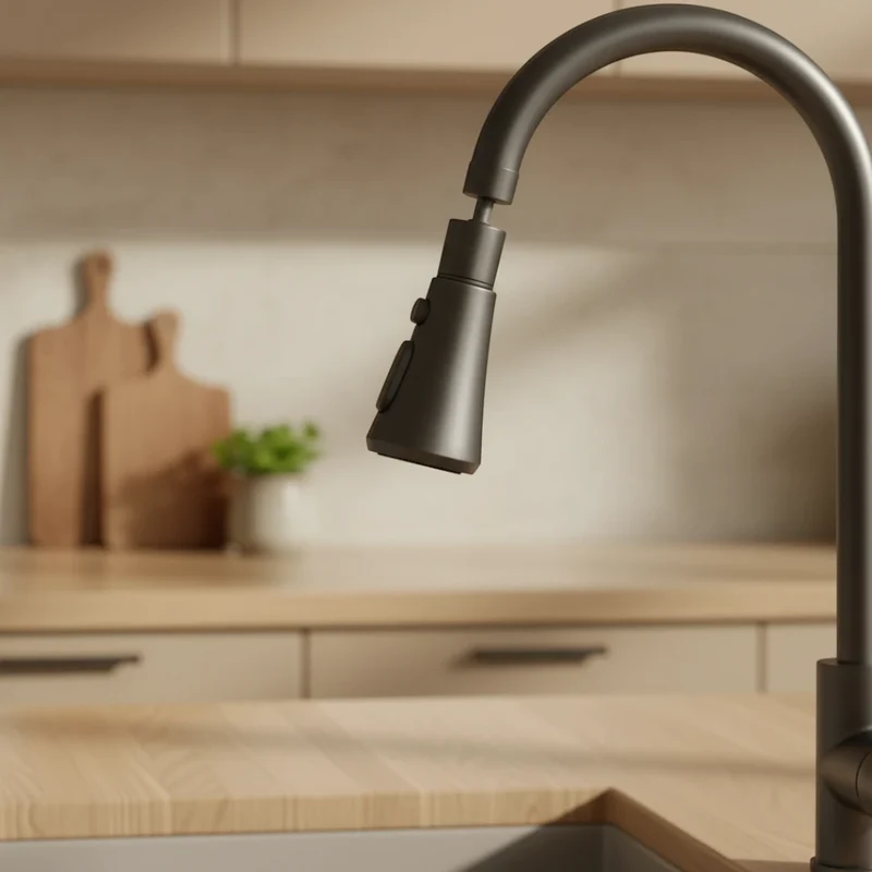 Robinet évier cuisine cascade douchette multijet - Argenté