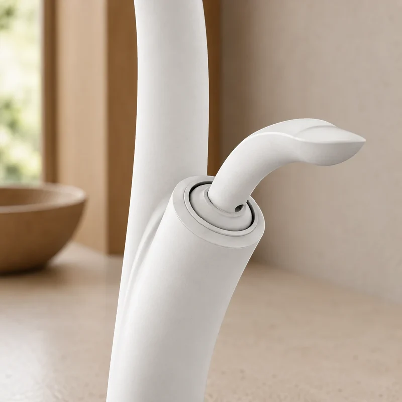 Robinet évier cuisine design flexible douchette - Blanc - Laiton