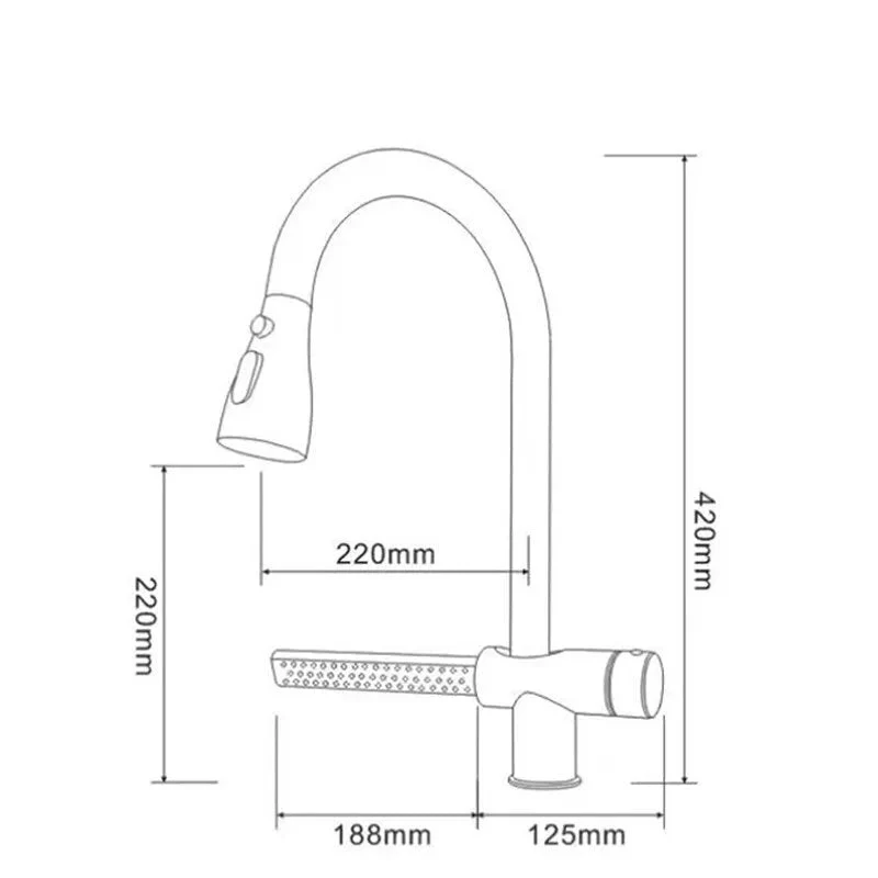 Robinet évier cuisine cascade flexible douchette - Noir - Laiton