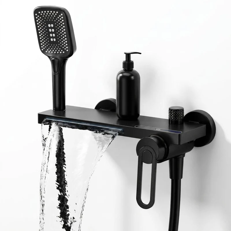 Robinet mural baignoire et douche cascade avec douchette à main