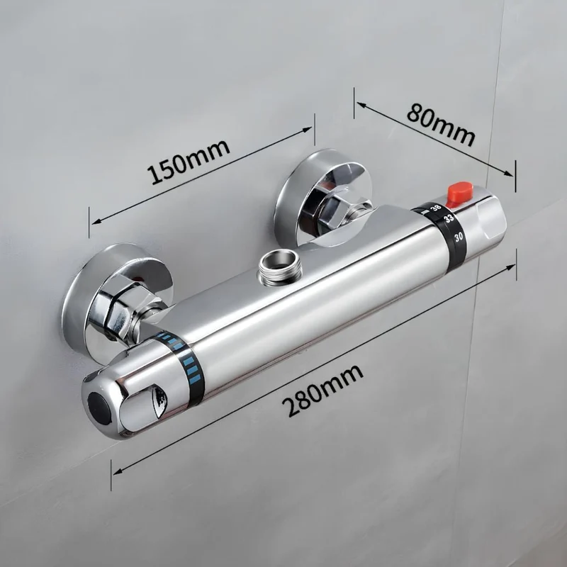 Mitigeur thermostatique mural de douche en laiton avec sécurité anti brûlures