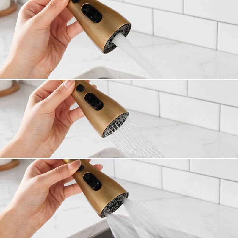 Mitigeur de cuisine 3 voies eau filtrée — Douchette extractible, laiton