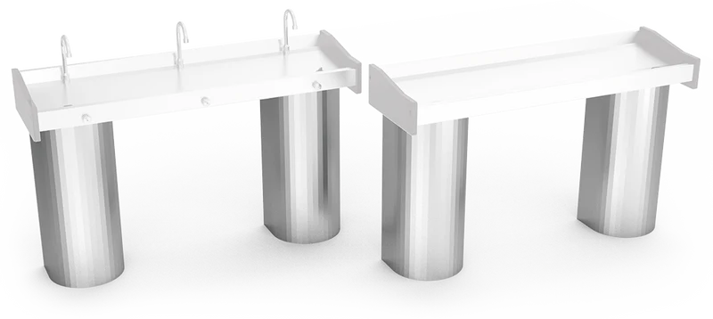 Pied inox pour lave-mains collectif