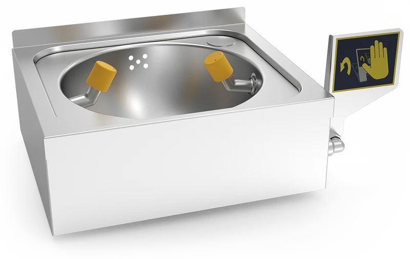 Lave-yeux mural d'urgence en acier inoxydable