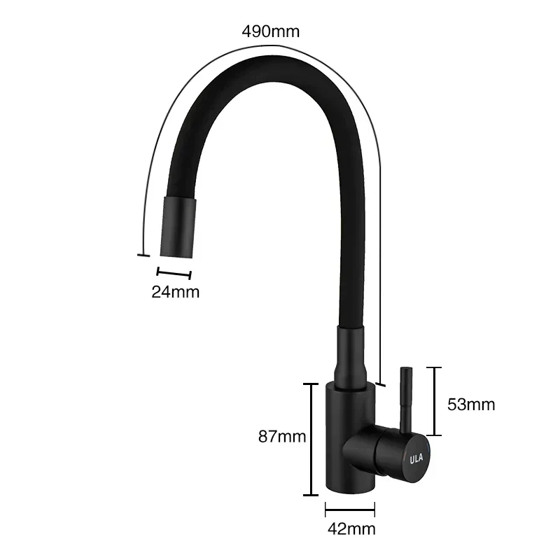 Robinet évier cuisine flexible coloré mitigeur - Noir