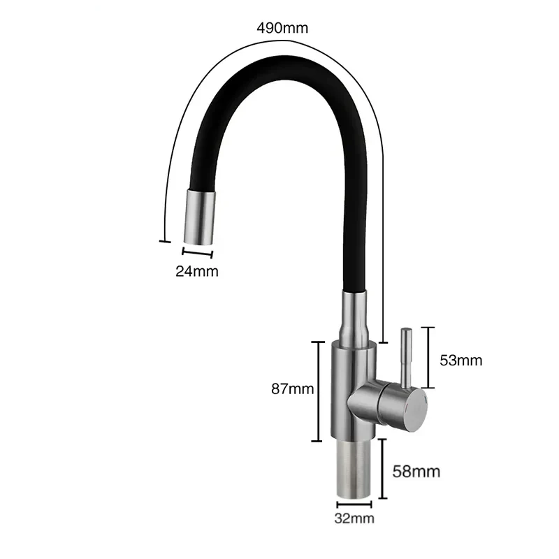 Robinet évier cuisine flexible coloré mitigeur - Argenté