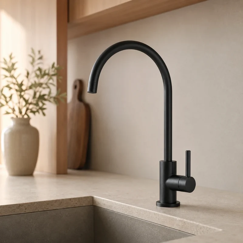 Robinet évier cuisine fin mitigeur - Noir
