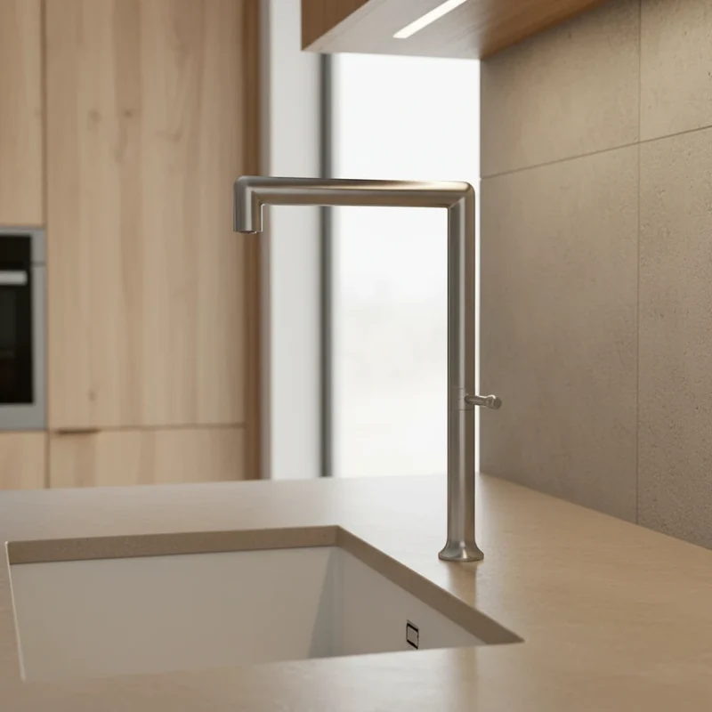 Robinet évier cuisine minimaliste design mitigeur - Argenté