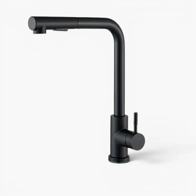 Robinet évier cuisine minimaliste flexible rétractable douchette - Noir