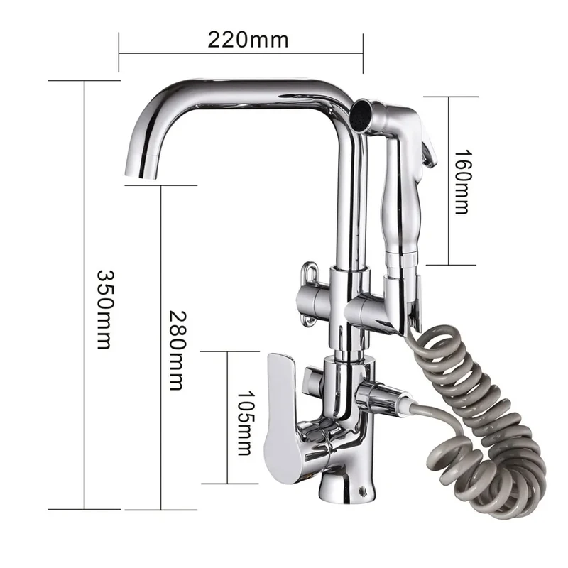 Robinet évier cuisine mitigeur douchette flexible - Argenté - Laiton
