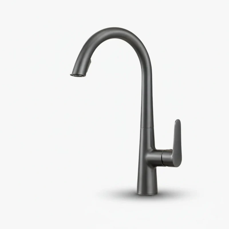 Robinet évier cuisine mitigeur design arrondi flexible douchette - Argenté