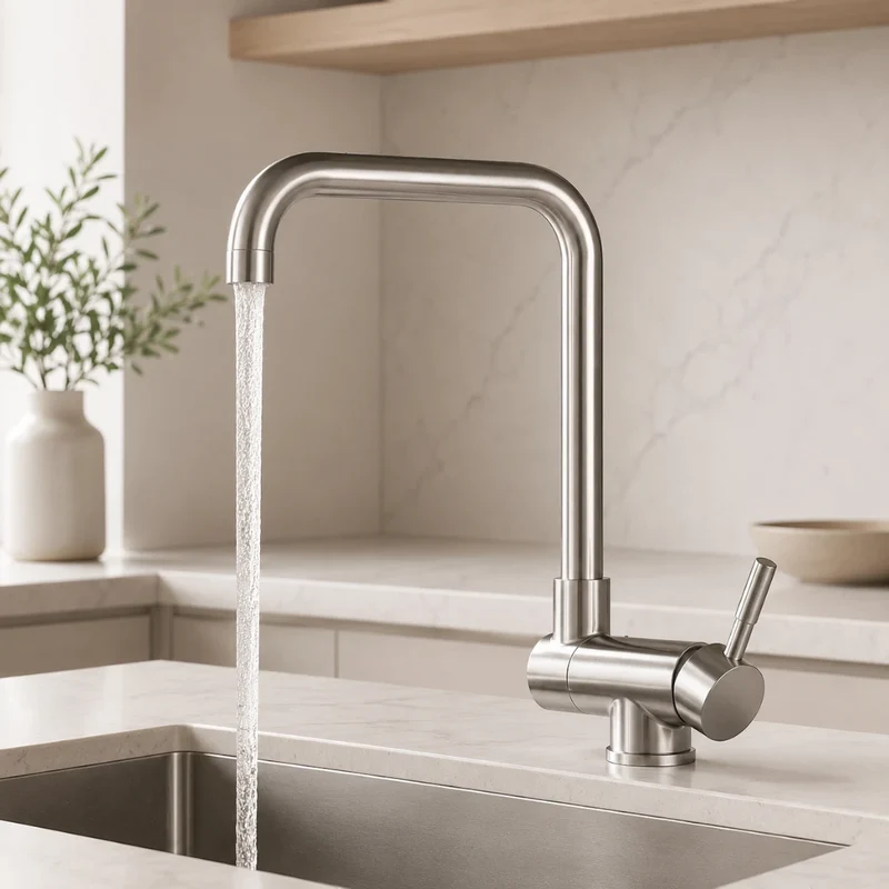 Robinet évier cuisine pivotant pliable mitigeur - Argenté