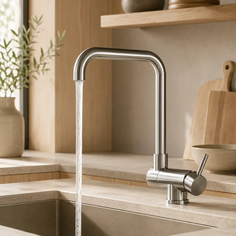 Robinet évier cuisine pivotant pliable mitigeur - Argenté