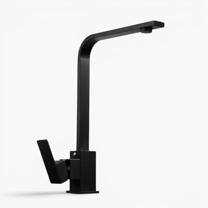 Robinet évier cuisine plat fin mitigeur rectangulaire - Noir - Laiton