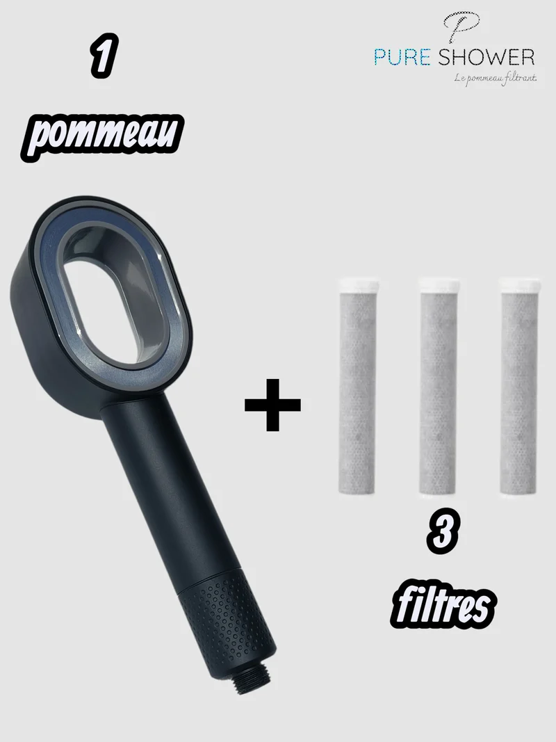 Pack Infinity Noir Intense – Pommeau de Douche filtrant + 3 Filtres ACF • Édition Limitée