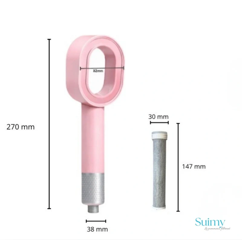Coffret PEAU DOUCE Pommeau de douche rose design avec filtre acf + brosse + éponge